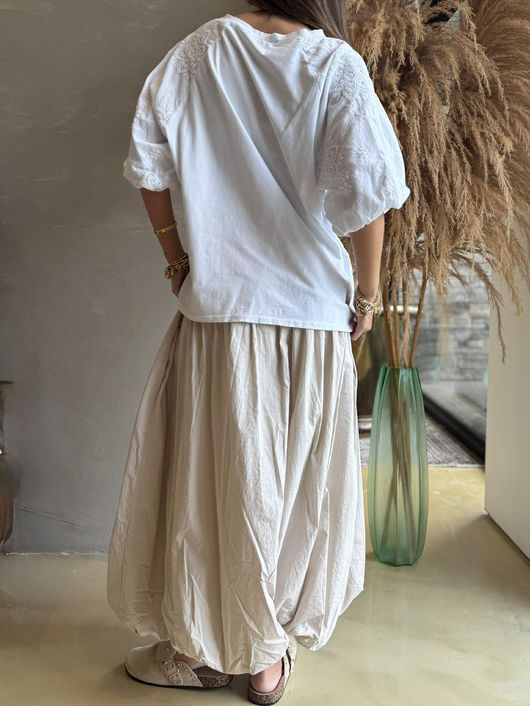 Atik Bubble Sleeve Top White /20=